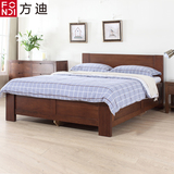 方迪胡桃色实木橡木高箱1.2米1.5米储物床1.8米箱体双人卧室家具
