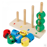 木启园木制四套柱玩具 儿童益智启蒙动手早教 配对游戏 认知拆装