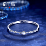 银千惠银手镯 女日韩版时尚气质镶嵌珍珠银手链 生日礼物送女友