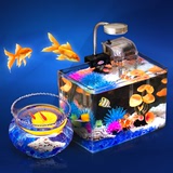 小鱼缸迷你金鱼缸乌龟缸办公桌生态创意鱼缸方形透明玻璃小水族箱