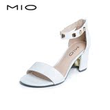 MIO/米奥高端女鞋 2016夏季新品粗中高跟女凉鞋M163103141