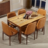 中式实木餐桌 小户型 现代简约饭桌 大理石餐台4人 餐桌椅组合6人