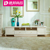 德邦尚品 1.8m钢化玻璃电视柜白色烤漆现代韩式客厅家具1.6米地柜