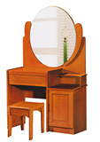 601实木橡木梳妆台妆凳海棠色胡桃色原木色浅色梳妆桌椅