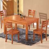 西餐桌 简约实木餐桌 餐桌椅组合 进口实木海棠色 一桌八椅
