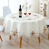 歌兰朵欧式圆桌布蕾丝餐桌布茶几布欧式刺绣镂空布艺田园白色台布