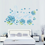墙贴卧室电视墙客厅墙壁纸装饰贴纸蓝色花卉背景墙贴纸可移除diy
