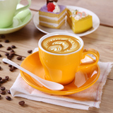 创意色釉陶瓷咖啡杯 浓缩卡布奇诺杯拉花咖啡杯 拿铁咖啡杯碟套装