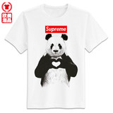 西海岸潮牌 夏装supreme短袖T恤 花卉熊猫动物男女情侣装纯棉半袖
