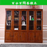 实木组合书柜带门三门二门全香樟木书柜书橱书架玻璃现代中式家具