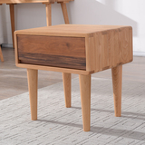 北美进口白橡木 纯实木床头柜 简约日式环保角柜 双抽屉 极美家具