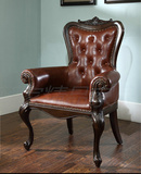 特价新款欧式真皮艺椅子雕花皮艺餐椅休闲椅办公沙发椅餐桌椅子