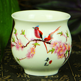 【双层茶杯】【水点桃花】茶具  隔热茶具 整套陶瓷茶具 茶杯子
