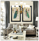 美式乡村新古典客厅装饰画 现代简约欧式卧室沙发壁画挂画孔雀画