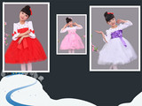 圣诞节儿童表演服装女公主裙长袖秋冬季女童礼服女演出服装蓬蓬裙