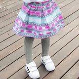 新款短裙秋冬中小女童百搭日系条纹彩色民族风半身裙实拍包邮99