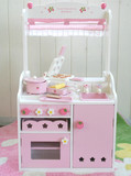 日本原单 新品木制仿真草莓煤气灶餐柜一体厨房玩具 过家家游戏