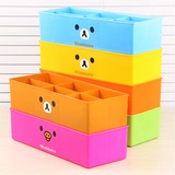 卡通轻松熊6分格多用收纳盒储物盒杂物盒抽屉杂物袜子文具整理盒