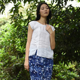 原创设计2016夏民族风衬衫苎麻个性上衣女 生活在左 素缕 棉花记