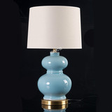 美式乡村创意葫芦陶瓷台灯北欧宜家地中海复古客厅卧室床头布罩灯