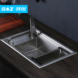 邦州 3D隐形水槽单槽304不锈钢 纯手工厨房洗菜盆大单槽配件齐全
