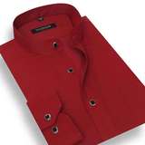 红黑白中华立领长袖衬衫男装薄款修身免烫中山装衬衣单层商务休闲