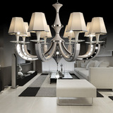 现代简约欧式水晶吊灯 个性客厅卧室餐厅吊灯白色玻璃锌合金灯饰