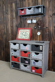 复古边柜屉斗柜做旧生锈老铁架柜柜储物柜玄关柜美式乡村彩色12抽