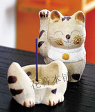 香炉 香插 招财猫 香托 陶制手工 日式 开运缘起物摆件 日本进口