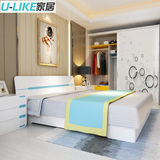ulike双人床1.8米板式高箱床烤漆床储物床1.5米儿童床现代简约床