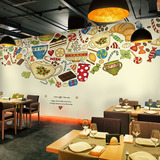 定做美食大型壁画咖啡厅甜品奶茶店壁纸面包蛋糕店餐厅背景墙纸