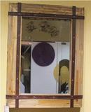美式复古镜框墙壁挂镜浴室镜实木搭配铁艺简约长方形化妆镜框