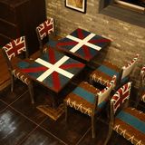 新款 复古咖啡厅桌椅 实木西餐厅餐桌 创意个性拼色酒吧桌椅组合