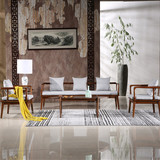 现代中式家具简约现代中国风原木色客厅布艺实木新古典小户型沙发