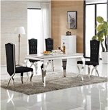 不锈钢餐桌大理石小户型饭桌餐厅餐桌椅组合套装北欧家具高档创意