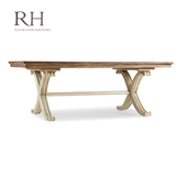 美式乡村橡木做旧长桌 法式复古实木餐桌 高档样板房别墅可定制