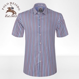 英国保罗 夏季男装条纹短袖衬衫棉质商务休闲桑蚕丝竖条半袖衬衣