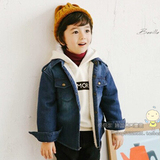 现货 韩国童装代购 男童冬装 加厚绒长袖牛仔儿童衬衫儿童外套BS