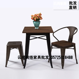 复古桌子欧式铁艺实木家具咖啡厅餐桌椅工业风实木餐厅桌方桌定制