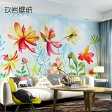 客厅电视墙卧室温馨背景墙现代壁纸无缝墙纸特价大型壁画水彩花卉