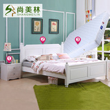 尚美林 欧式全实木床白色现代简约床1.5m1.8米双人松木床卧室家具