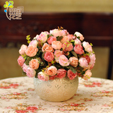 采薇玫瑰仿真花套装欧式假花玫瑰花家居客厅餐桌摆件装饰花瓶花艺