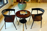 美式复古铁艺咖啡厅可升降桌椅套件实木茶几阳台户外酒吧休闲组合