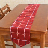 欧式宜家欧若拉酒红格子桌旗餐桌茶几桌旗/桌条地中海双层桌巾