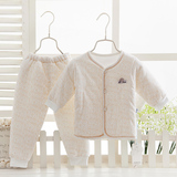 婴儿内衣套装秋冬季新生儿衣服0-3-6月9加厚夹棉宝宝保暖内衣纯棉