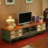 美式电视柜复古乡村做旧地柜田园2米彩绘地中海电视矮柜茶几欧式