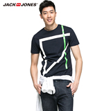 JackJones杰克琼斯2016夏季休闲条纹纯棉修身短袖T恤E|216201002