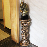 欧式复古树脂罗马柱高档家居客厅装饰品大型落地风水摆件创意摆设