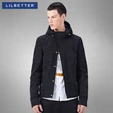 Lilbetter男士黑色夹克 工装青年修身春装立领连帽外衣潮牌外套男