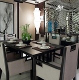 新中式高端实木餐桌椅现代酒店样板房会所餐厅小型户一桌六椅组合